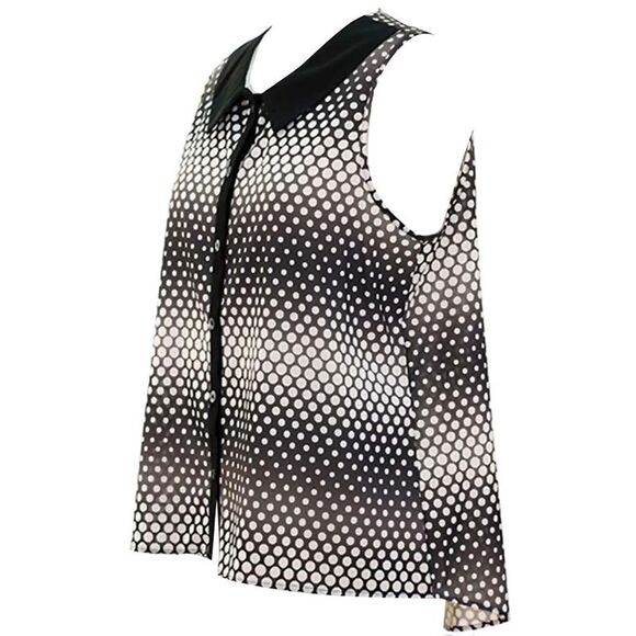High Low Polka Dot Sleeveless Top - Picture 2 of 2